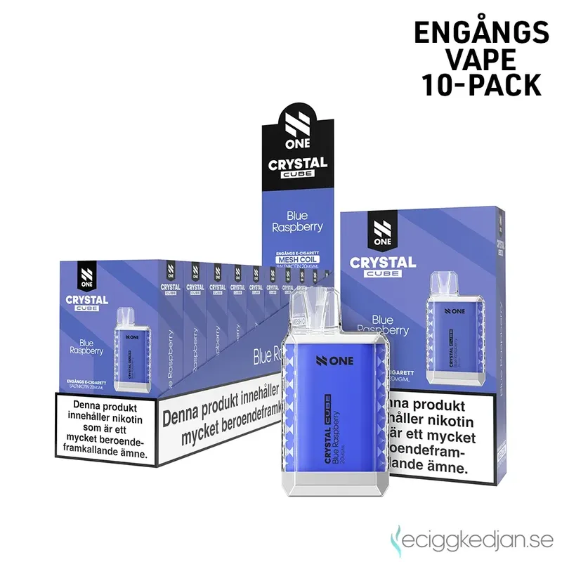 N One Crystal Cube | Blue Raspberry | Engångsvape | 10pack