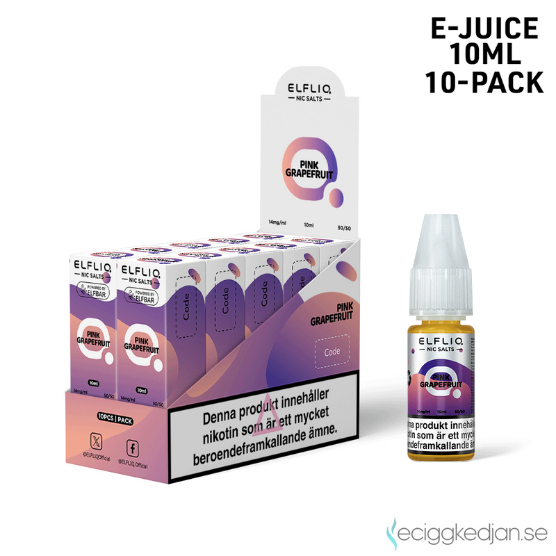 Elfliq | Pink Grapefruit | 10ml E-Juice | 10pack