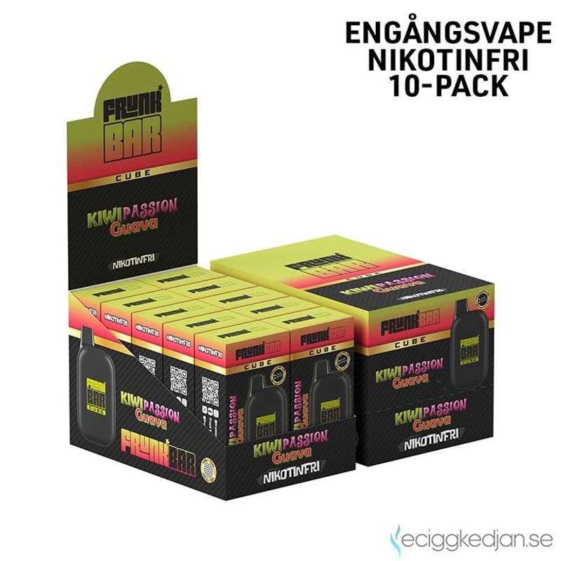 Frunk Bar Cube ZERO | Kiwi Passion Guava | Nikotinfri Engångsvape | 10pack