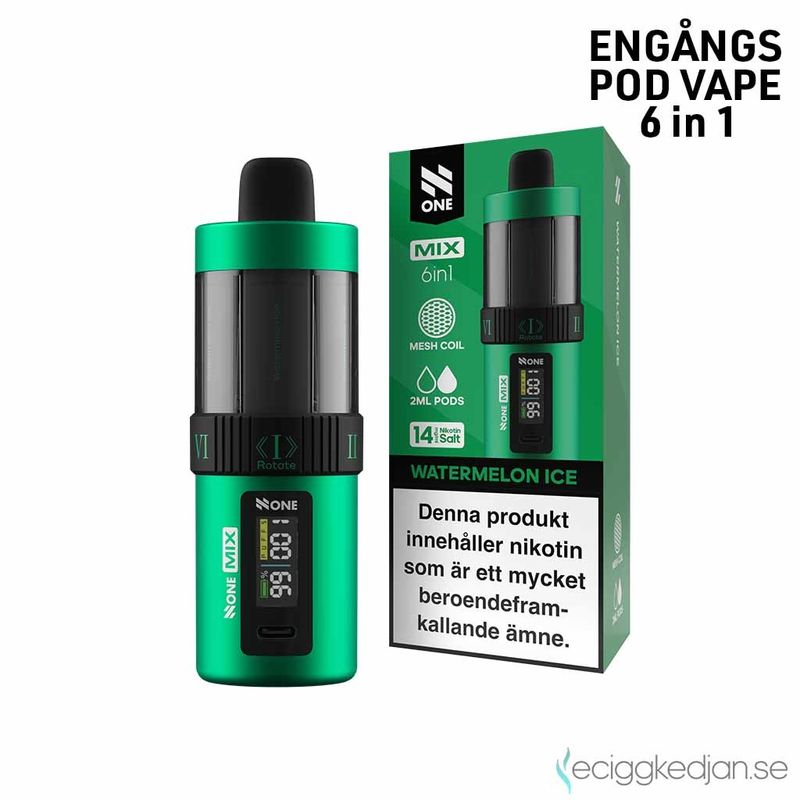 N ONE 6in1 Kit | Watermelon Ice 6*2ml | Engångsvape | 14mg | 1pack