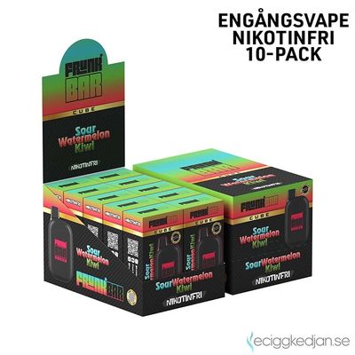 Frunk Bar Cube ZERO | Sour Watermelon Kiwi | Nikotinfri Engångsvape | 10pack
