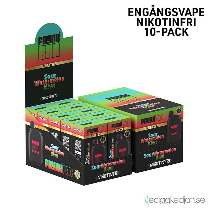 Frunk Bar Cube ZERO | Sour Watermelon Kiwi | Nikotinfri Engångsvape | 10pack