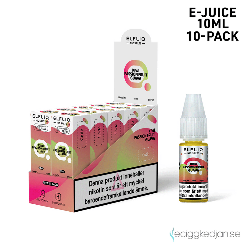 Elfliq | Kiwi Passion Fruit Guava | 10ml E-Juice | 10pack