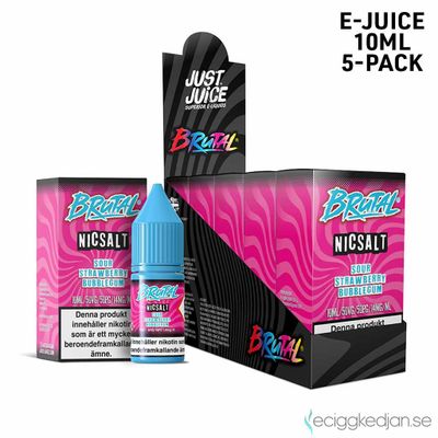 Just Juice Brutal | Sour Strawberry Bubblegum | 10ml E-Juice | 5pack