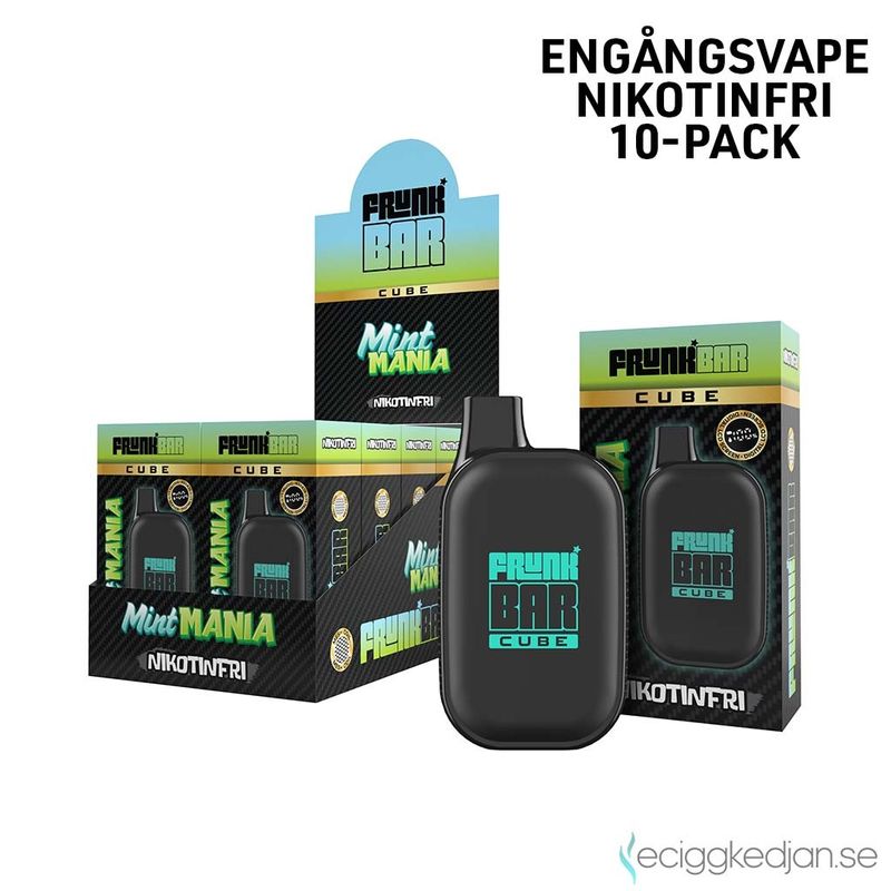 Frunk Bar Cube ZERO | Mint Mania | Nikotinfri Engångsvape | 10pack