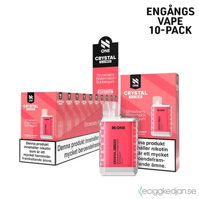 N One Crystal Cube | Strawberry Watermelon Bubblegum | Engångsvape | 10pack