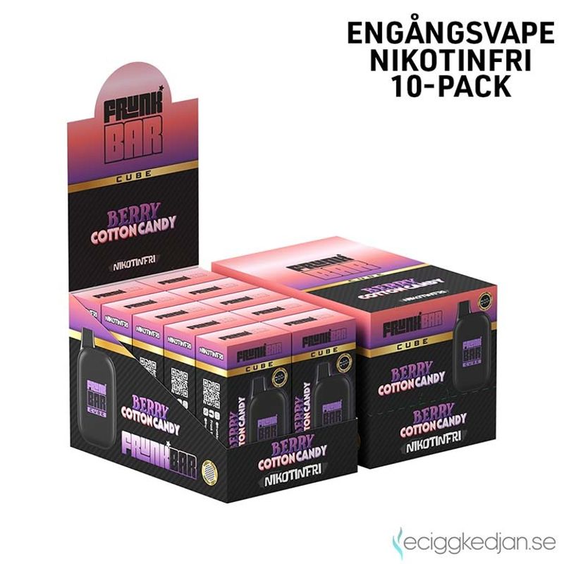 Frunk Bar Cube ZERO | Berry Cotton Candy | Nikotinfri Engångsvape | 10pack