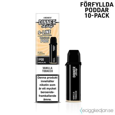 Dinner Lady S-Line Pod | Vanilla Tobacco | Förfylld Pod | 10pack