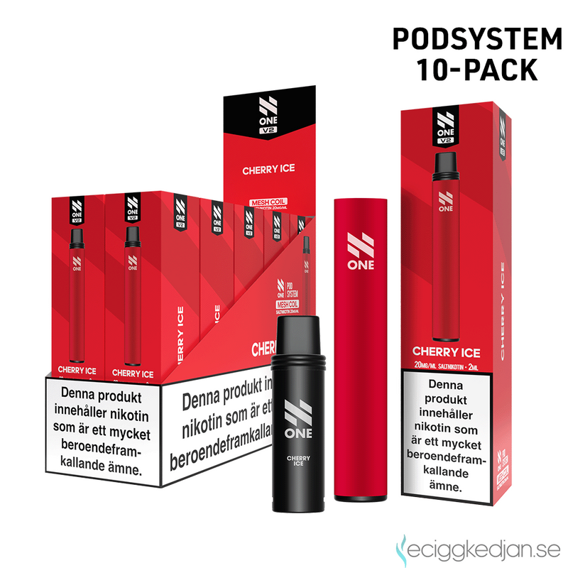 N One Pod Kit V2 | Röd (Cherry Ice) | Batteri inkl Förfylld Pod | 2*10pack