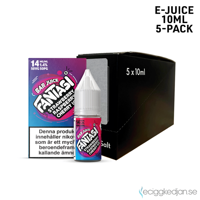 Fantasi Bar Salt | Strawberry Raspberry Cherry Ice | 10ml E-Juice | 5pack