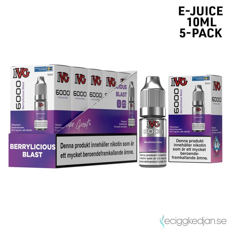IVG 6000 | Berrylicious Blast | 10ml E-Juice | 14,5mg Saltnikotin | 5pack