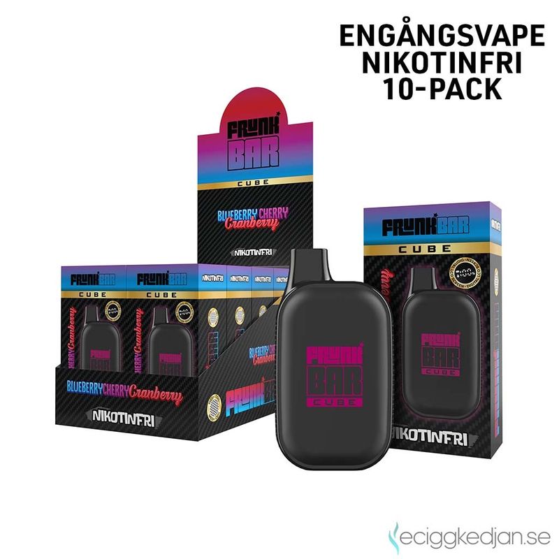 Frunk Bar Cube ZERO | Blueberry Cherry Cranberry | Nikotinfri Engångsvape | 10pack