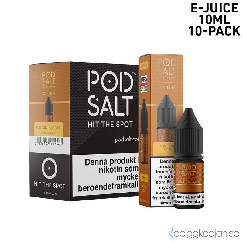 Pod Salt Origin | Virginia Gold | 10ml E-Juice | 10pack