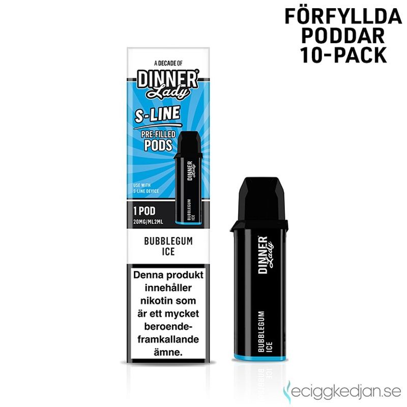Dinner Lady S-Line Pod | Bubblegum Ice | Förfylld Pod | 10pack