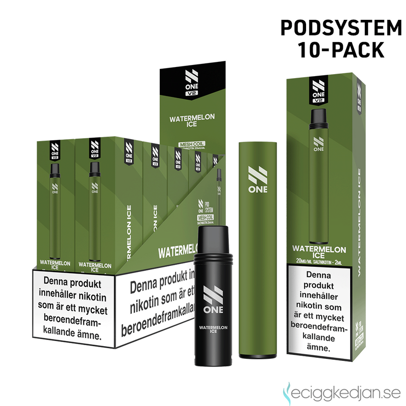 N One Pod Kit V2 | Grön (Watermelon Ice) | Batteri inkl Förfylld Pod | 2*10pack