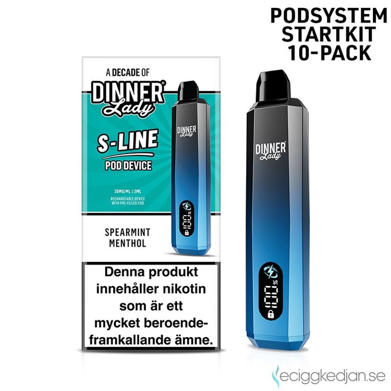 Dinner Lady S-Line | Spearmint Menthol | Podsystem | 2*10pack