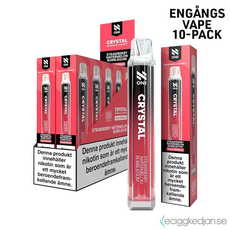 N One Crystal | Strawberry Watermelon Bubblegum | Engångsvape | 10pack