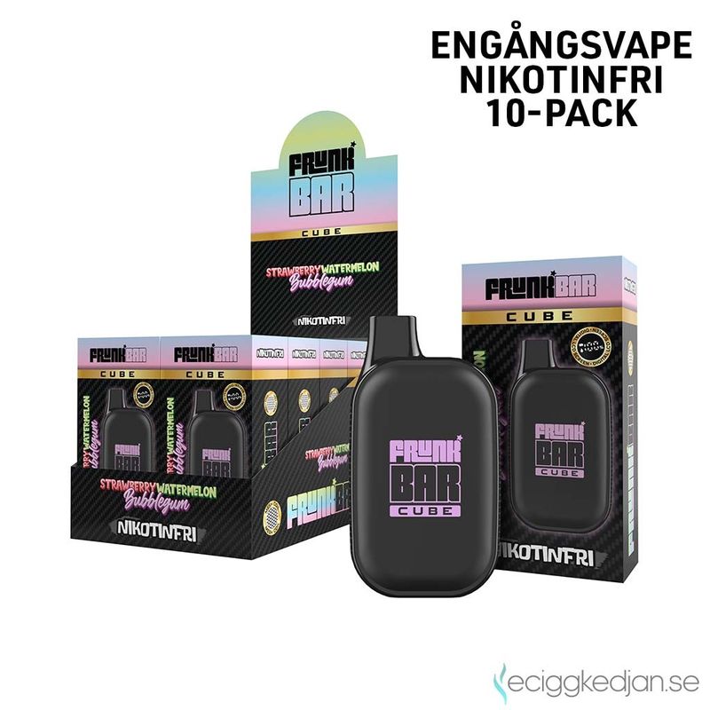 Frunk Bar Cube ZERO | Strawberry Watermelon Bubblegum | Nikotinfri Engångsvape | 10pack