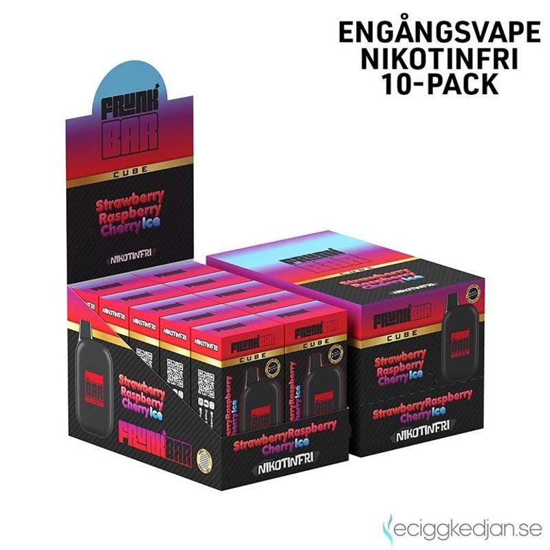 Frunk Bar Cube ZERO | Strawberry Raspberry Cherry Ice | Nikotinfri Engångsvape | 10pack