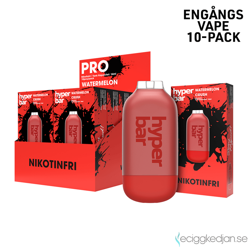 Hyper Bar ZERO | Watermelon Crush | Engångsvape | 10pack
