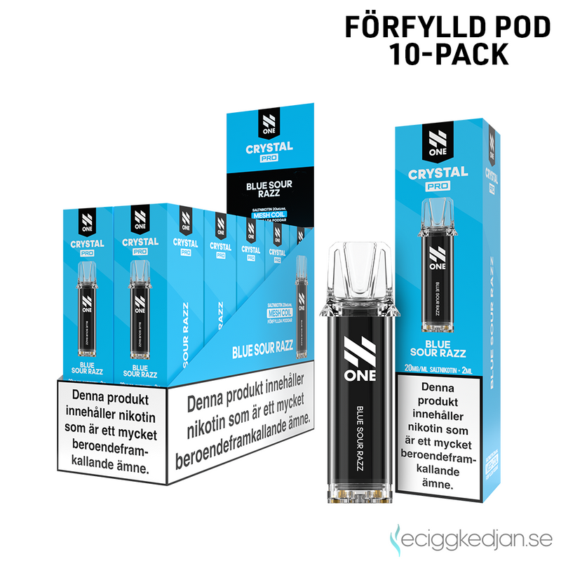 N One Crystal PRO | Blue Sour Razz | Förfylld Pod | 10pack
