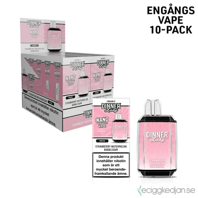 Dinner Lady Nano Cube | Strawberry Watermelon Bubblegum | Engångsvape | 10pack