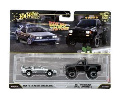 2-pack Back to the Future time machine & Toyota pickup truck 1987 - Hot Wheels 1:64