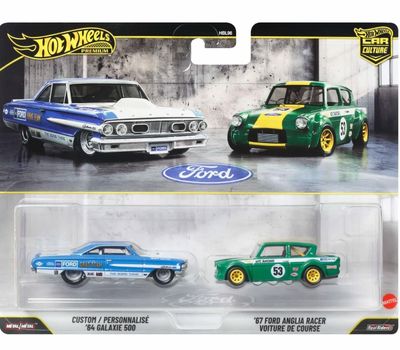 2-pack Ford Galaxie 500 1964 & Ford Anglia racer 1967 - Hot Wheels 1:64