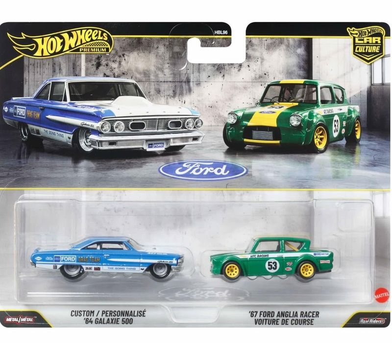 2-pack Ford Galaxie 500 1964 & Ford Anglia racer 1967 - Hot Wheels 1:64
