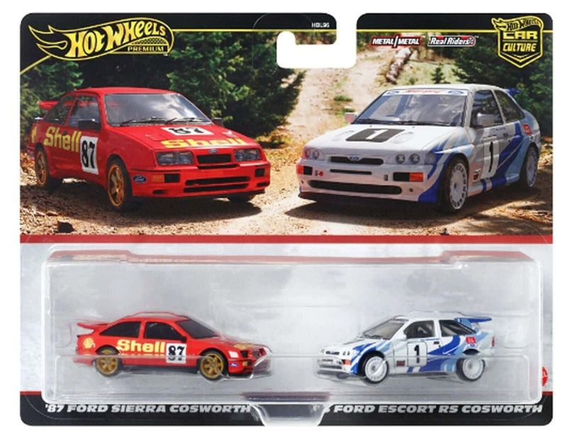 2-pack Ford Sierra Cosworth 1987, Ford Escort RS 1993 - Hot Wheels 1:64