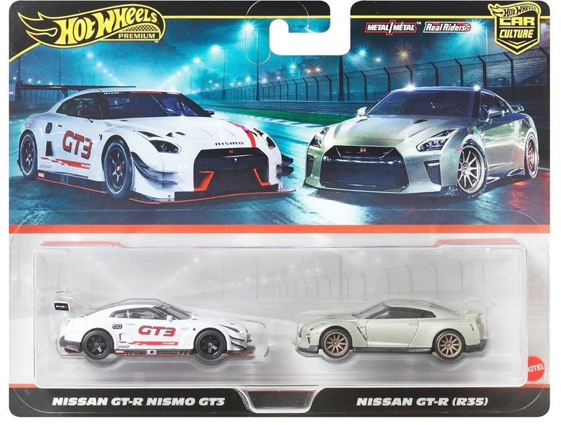 2-pack Nissan GT-R Nismo GT3, Nissan GT-R (R35) - Hot Wheels 1:64