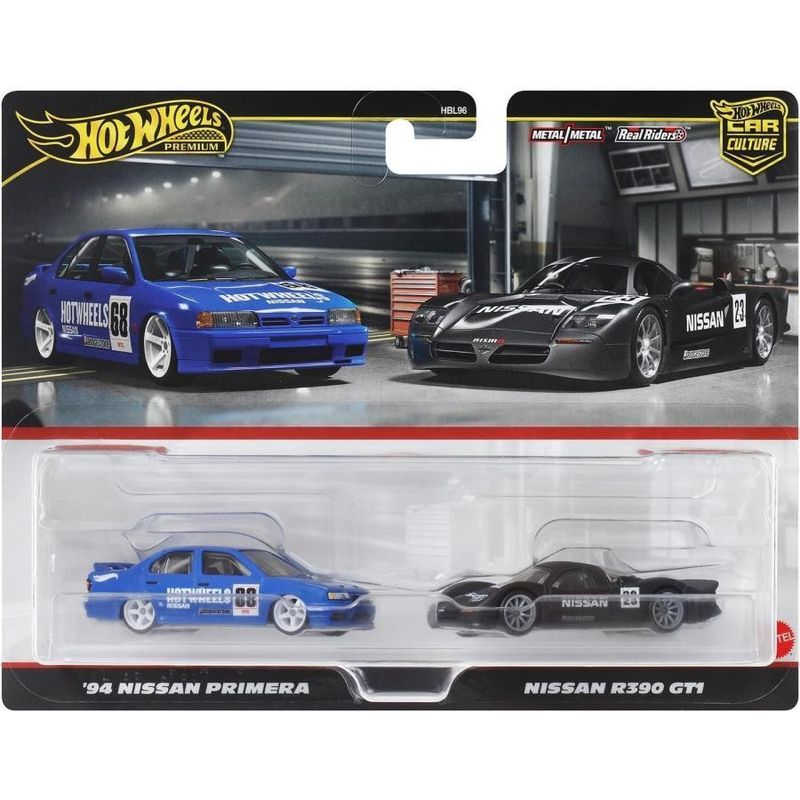 2-pack Nissan R390 GT1, Nissan Primera 1994 - Hot Wheels 1:64