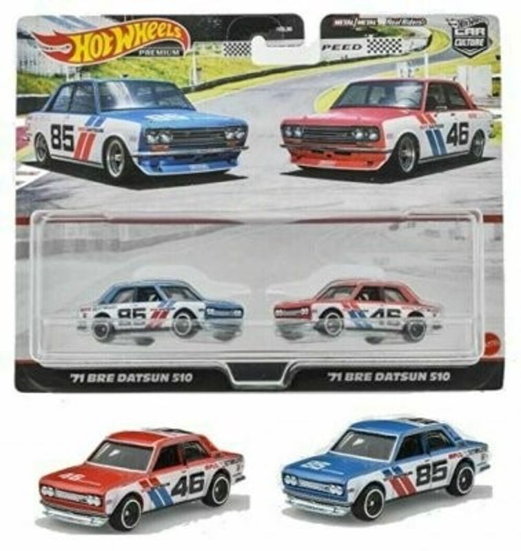 2-pack Datsun 510 blå och röd - Hot Wheels 1:64