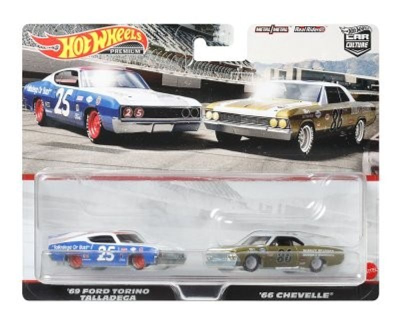 2-pack Ford Torino Talladega 1969 & Chevelle 1966 - Hot Wheels 1:64