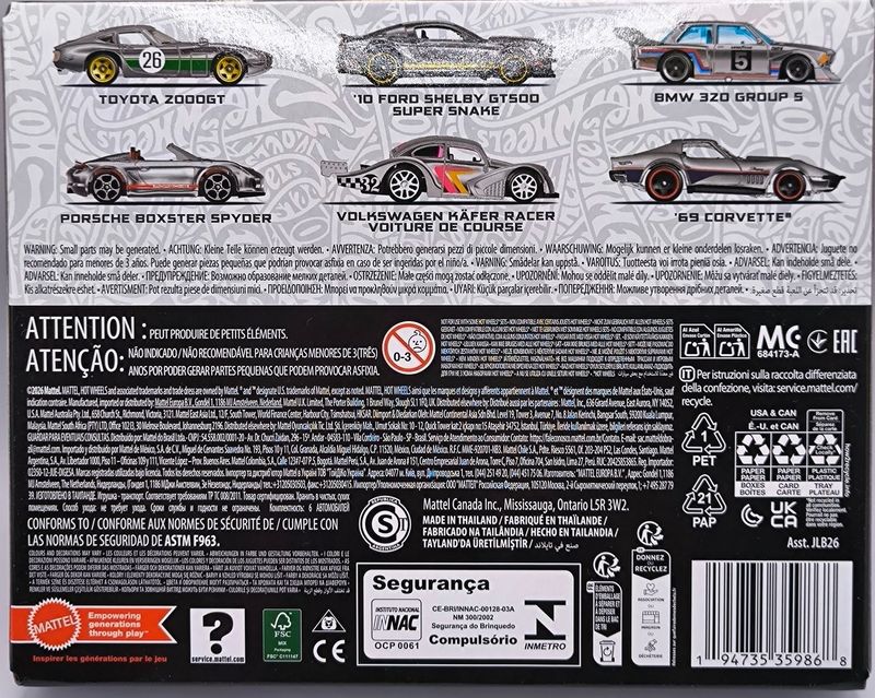 6-pack Zamac BMW 320, Toyota 2000GT m fl. - Hot Wheels 1:64