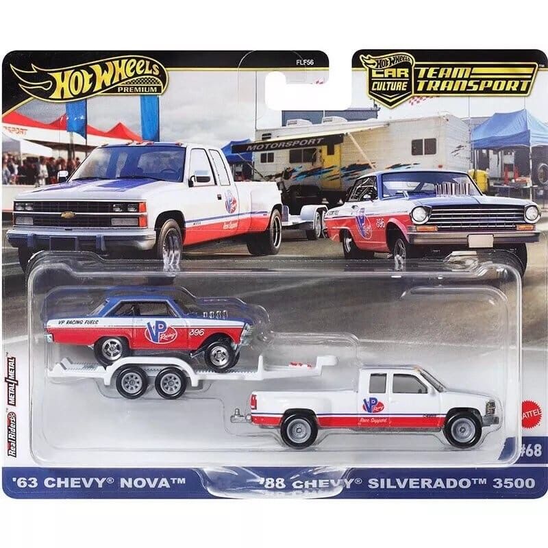Chevrolet Nova 1963 & Chevy Silverado 3500 1988 - Hot Wheels 1:64