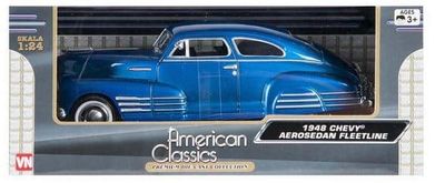 Chevrolet Aerosedan Fleetline 1948 blå- skala 1:24