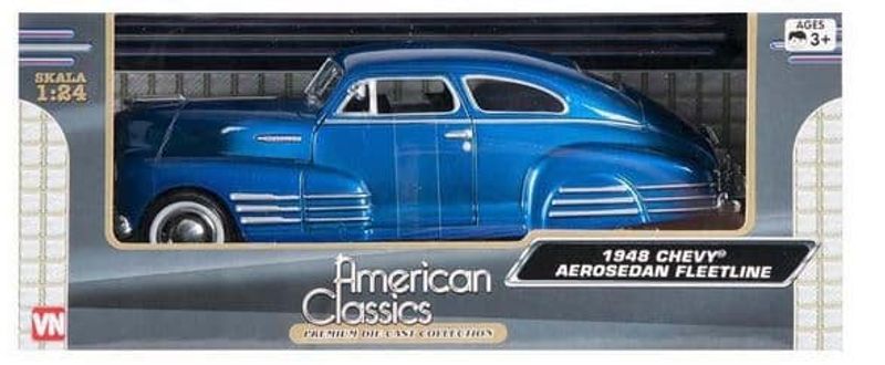 Chevrolet Aerosedan Fleetline 1948 blå- skala 1:24