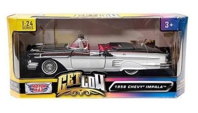 Chevrolet Impala 1958 Cab. low rider vit/svart - skala 1:24