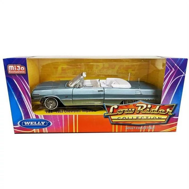 Chevrolet Impala Conv. 1963 blå low rider - skala 1:24