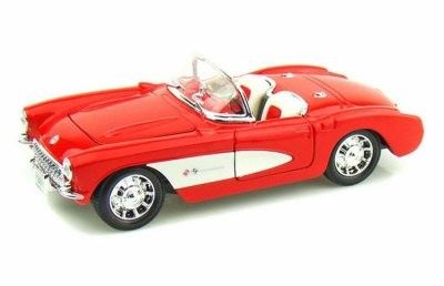 Chevrolet Corvette 1957 röd/vit - skala 1:24