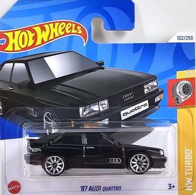 Audi Quattro 1987 svart - Hot Wheels 1:64 (short card)