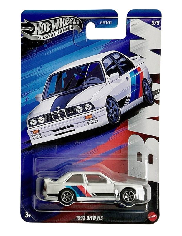 BMW M3 1992 vit- Hot Wheels BMW silver series 1:64