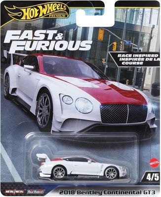 Bentley Continental GT3 2018 vit Fast & Furious - Hot Wheels 1:64