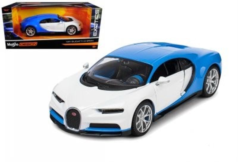 Bugatti Chiron vit/blå - skala 1:24