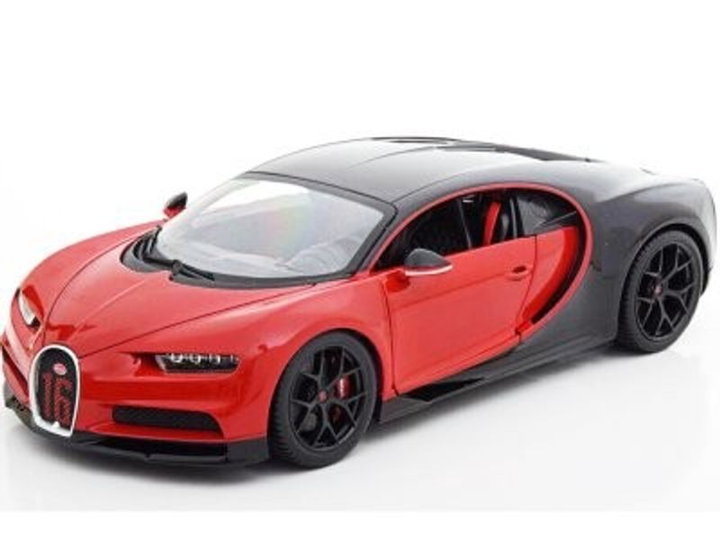 Bugatti Chiron Sport röd/svart - skala 1:18