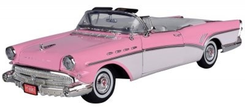 Buick Roadmaster Convertible 1957 rosa/vit - skala 1:18