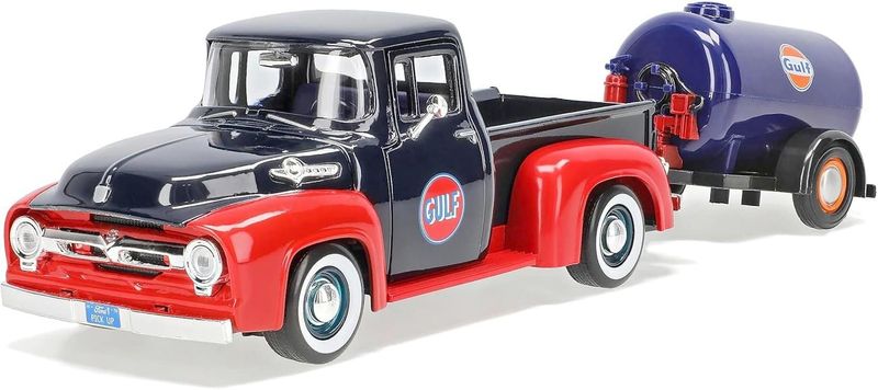 Ford F100 Pickup 1956 + Gulf Tanker trailer - Skala 1:24