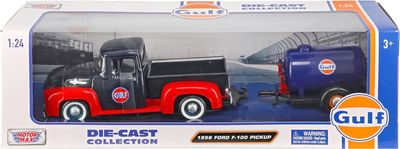 Ford F100 Pickup 1956 + Gulf Tanker trailer - Skala 1:24