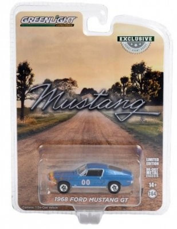 Ford Mustang GT 1968 fastback, blå - Greenlight 1:64